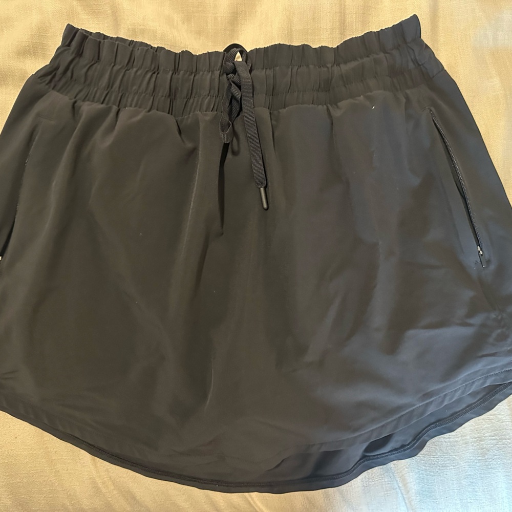 Black Elastic Waist Skort